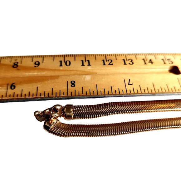 1980s Majesty Collection Gold Tone Snake Chain Necklace and Single Clear Crystal - Picture 5 of 5